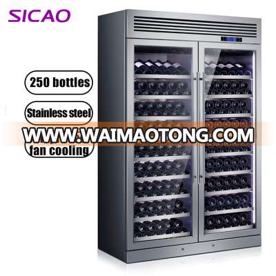 oak double walled refrigerator wooden shelves 300 bottles fridge digital thermostat stainless steel wine cabinet cooler built in