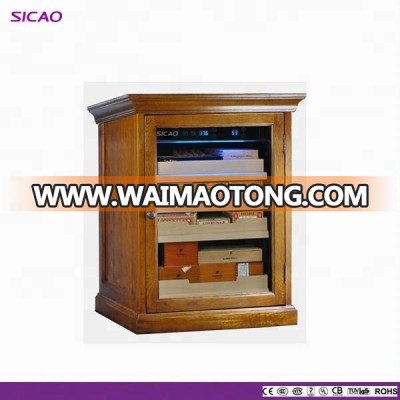 Glass door wood electric cigar humidor cabinets cigar humidor humidifier temperature and humidity control